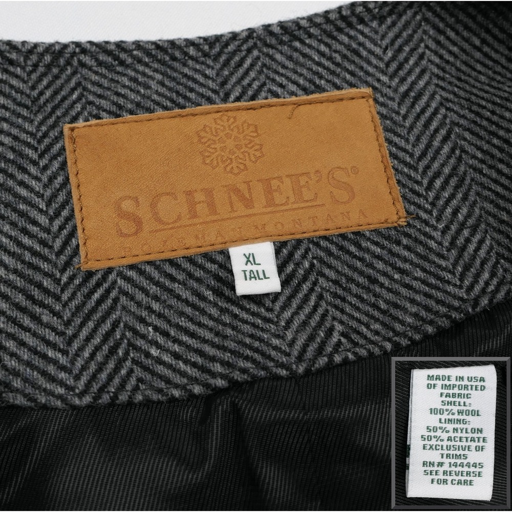 Schnees Wool Tweed Vest Mens XL Tall Herringbone Bozeman Montana USA Gray - Picture 7 of 8